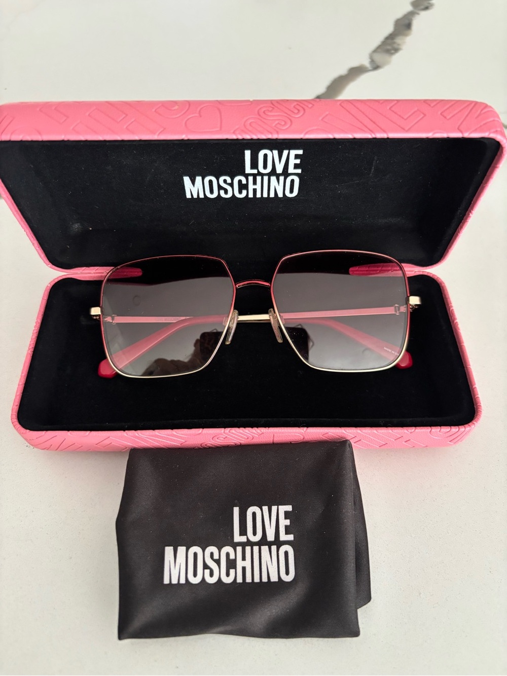 Moschino Gold-Tone Frame Sunglasses with Pink Gradient Lenses